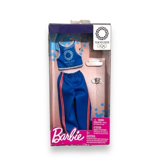 Barbie Tank Top Pants Cuff Blue Tokyo 2020 Olympics Fashion Dolls Sports Memory - Picture 1 of 2